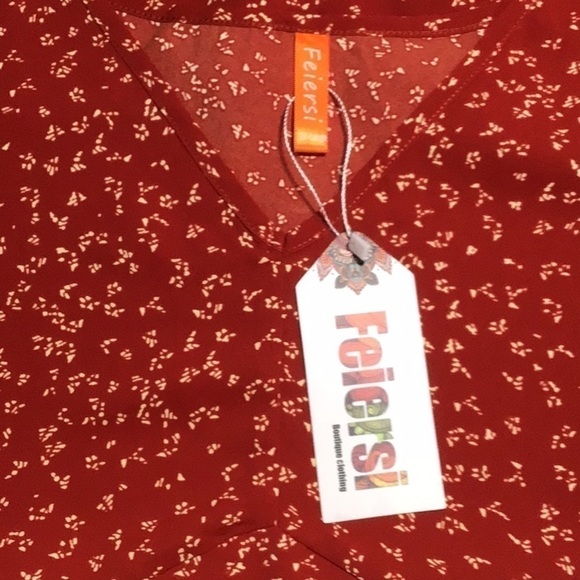 Feiersi Women’s NWT Plus Size Boho Chiffon V-Neck Short Sleeve Blouse Size-XXXL - Picture 3 of 3